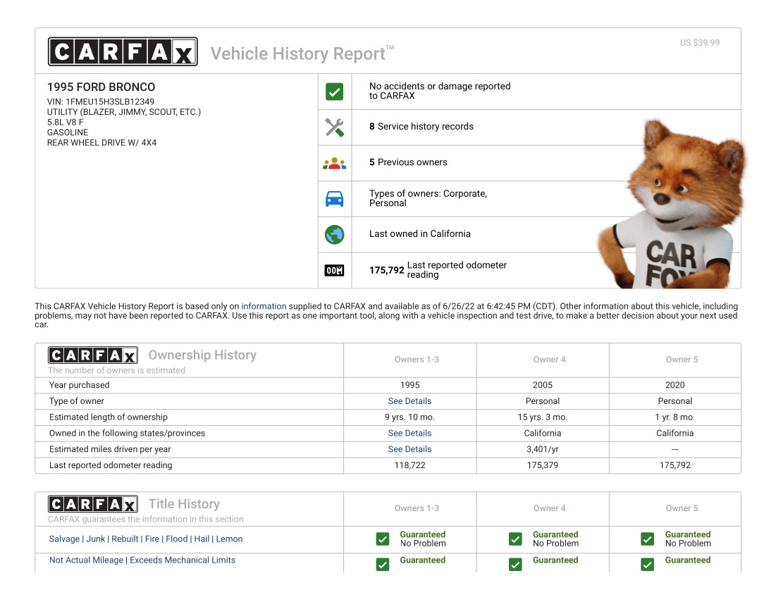 CARFAX Vehicle History Report - 1 CARFAX Vehicle History Report - 1